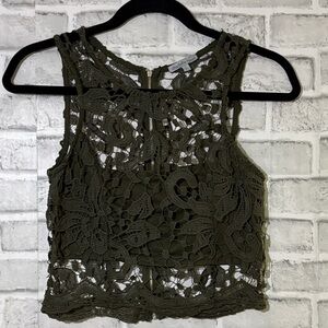 Charlotte Russe Elegant olive green crochet Lace Women’s Top, size small